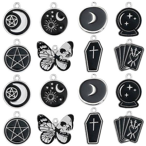 32Pcs 8 Style Alloy Enamel Pendants