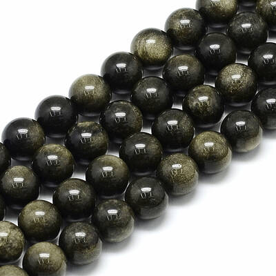 Natural Golden Sheen Obsidian Beads Strands