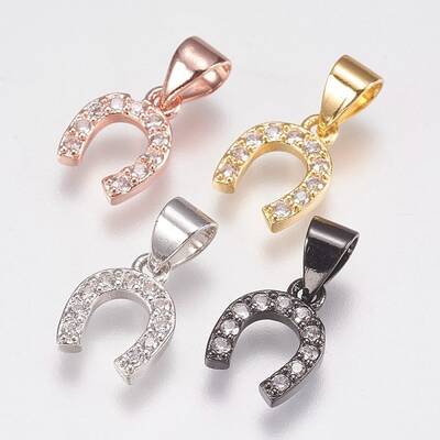 Brass Micro Pave Cubic Zirconia Charms
