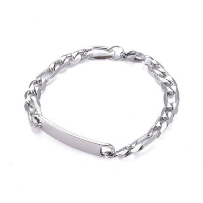 Tarnish Resistant 304 Stainless Steel Figaro Chain ID Bracelets