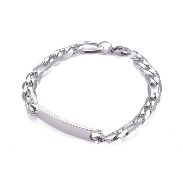 Tarnish Resistant 304 Stainless Steel Figaro Chain ID Bracelets