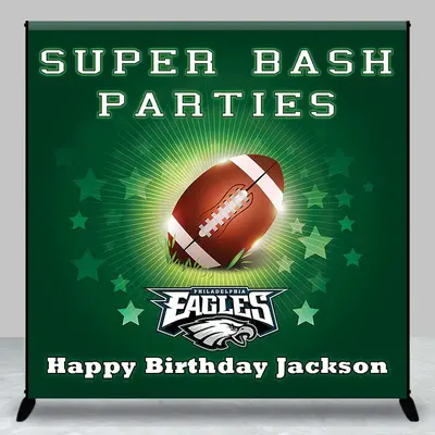 Green Star Rugby Custom Name Birthday Party Backdrop