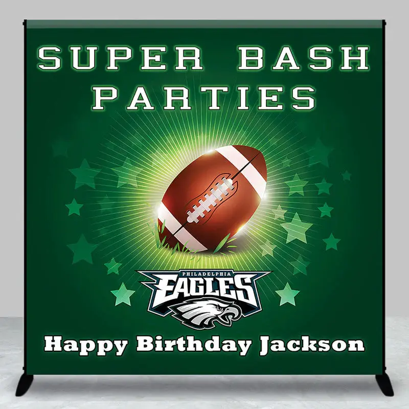 Green Star Rugby Custom Name Birthday Party Backdrop