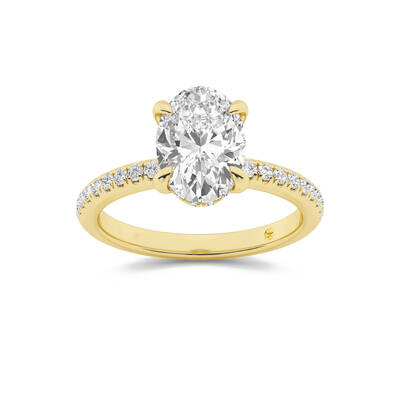 Aurelia Three Quarter Coverage Hidden Halo Oval Lab Grown Diamond Engagement Ring | 14K Yellow Gold 1 1/2 CT. TW.