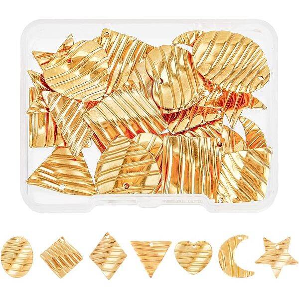 28Pcs 7 Style 304 Stainless Steel Pendants
