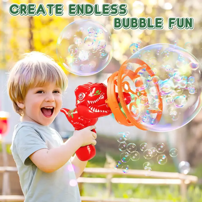 Springtok 2 IN 1 Dinosaur Bubble Blower Bubbles Toy for Kids,1000 Bubbles Per Minute,Bubble Gun with Refill Solution,Double L...