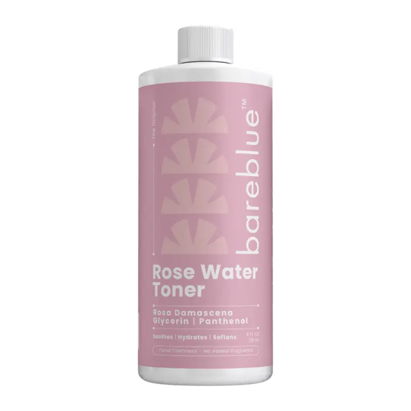 Bareblue Rose Water Toner with 100% Rosa Damascena Base, Alcohol-Free Hydrating Facial Toner, 4 fl oz
