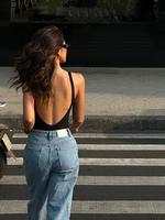 Women's Solid Color Backless Tank Bodysuit, Casual Sleeveless Bodysuit for Summer, Fashion Women's Clothing for Daily Wear,  ...