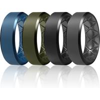 Silicone Ring Men, Inner Arc Ergonomic Breathable Design, Mens Silicone Wedding Band 4 Rings / 1 Ring Rubber Wedding Bands, 9...