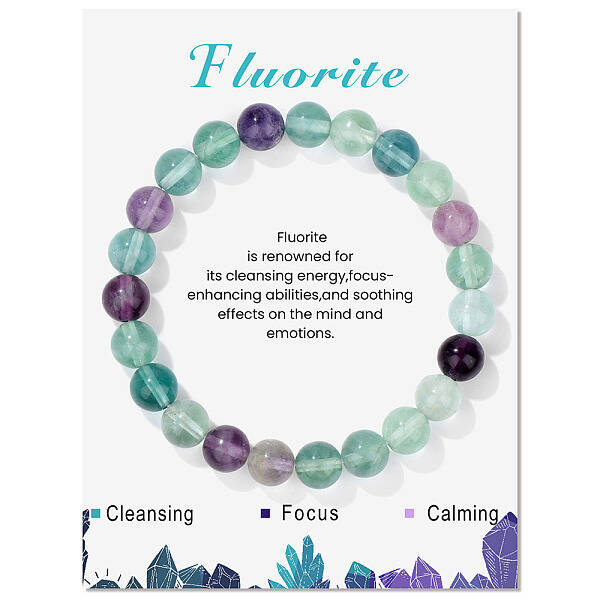 Natural Fluorite Beaded Stretch Bracelets