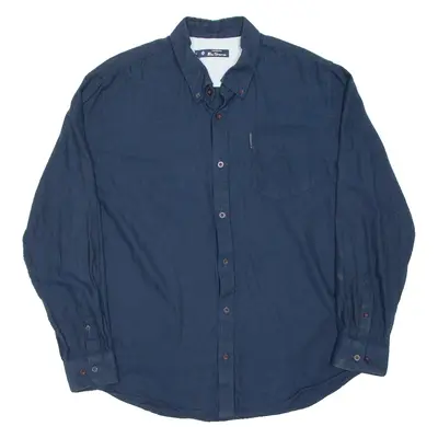 BEN SHERMAN Mens Plain Shirt Blue Long Sleeve XL