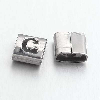 Tarnish Resistant Letter Style 201 Stainless Steel Square Slide Charms