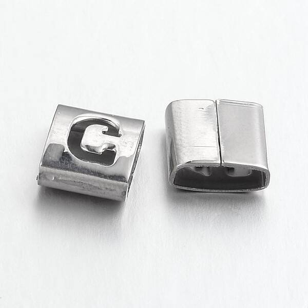 Tarnish Resistant Letter Style 201 Stainless Steel Square Slide Charms