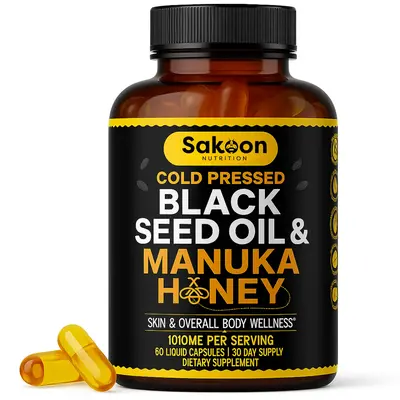 Sakoon Nutrition Black Seed Oil & Manuka Honey Capsules - Antioxidant-Rich Blend - Supplement, Fitness, Healthcare Vitamin Es...