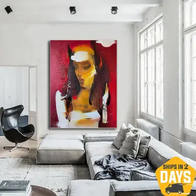 Original Female Portrait Paintings On Canvas Ancient Greek Mythology Modern Woman Artwork for Office | MOIRA LACHESIS 31.4&qu...