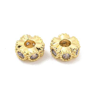 Brass Micro Pave CLear Cubic Zirconia Beads