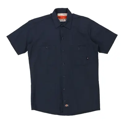 Dickies Short Sleeve Shirt - Small Navy Cotton Blend