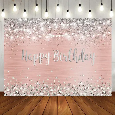 Aperturee Rose Gold And Silver Bokeh Happy Birthday Backdrop