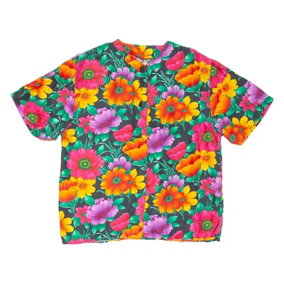 Womens Printed Blouse Orange Silk Floral M
