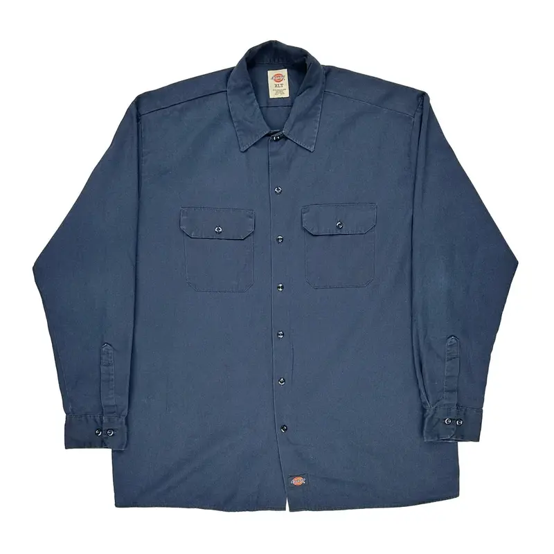 Dickies Shirt - XL Blue Polyester Blend