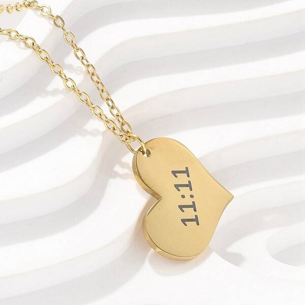 304 Stainless Steel Number 11:11 Pendant Necklaces
