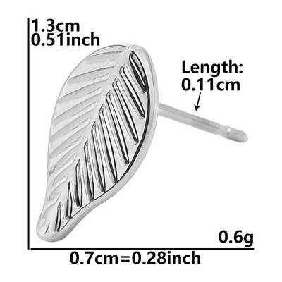 Non-Tarnish 304 Stainless Steel Leaf Stud Earrings for Women