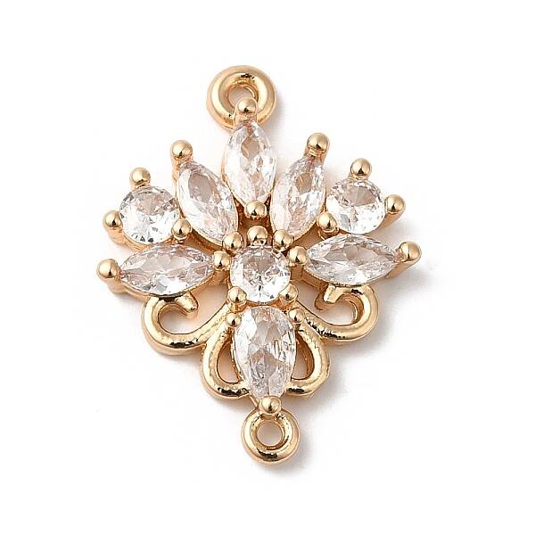 Brass Pave Clear Glass Connector Charms