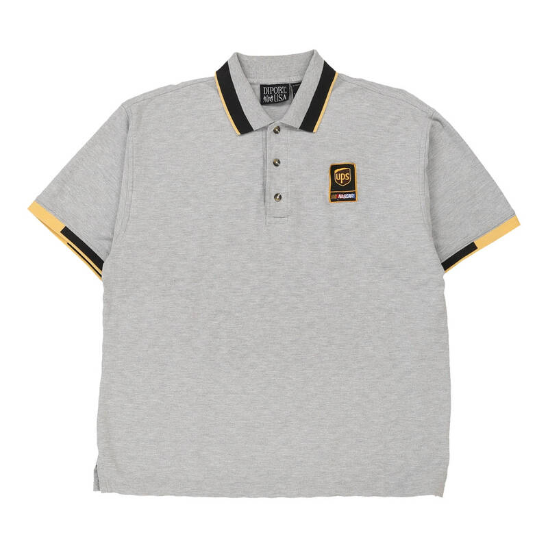 Diport Usa Nascar Polo Shirt - Large Grey Cotton Blend