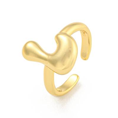 Brass Letter Open Cuff Rings for Women