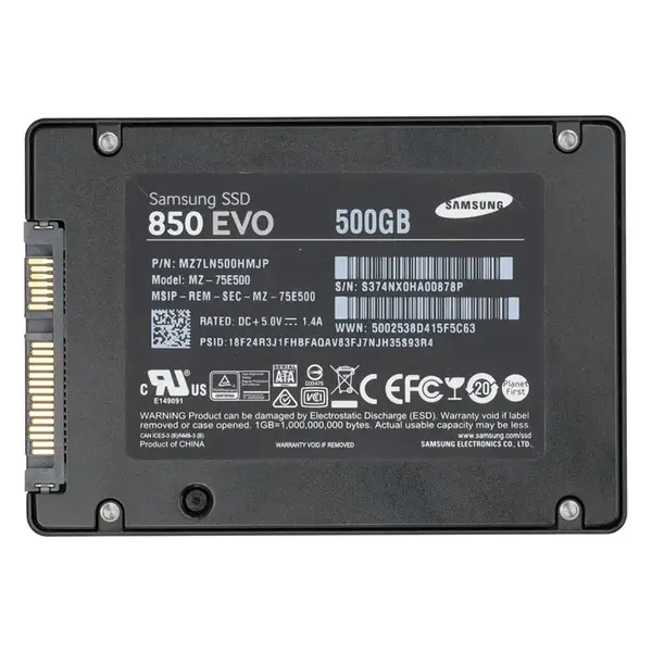 MZ-75E500 Samsung 850 EVO Series 500GB 2.5-inch 6GB/s SATA 512MB Cache V-NAND 3bit MLC Solid State Drive