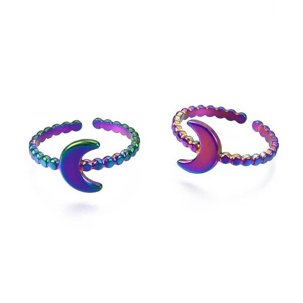 304 Stainless Steel Crescent Moon Cuff Ring