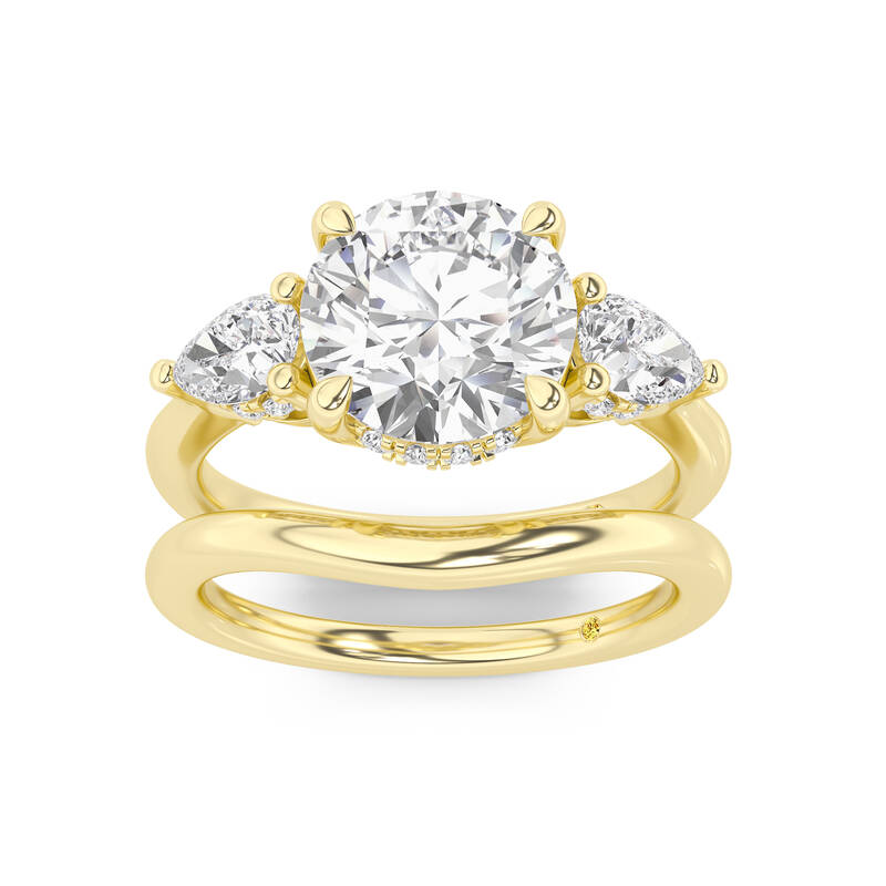 Celestia Lab Grown Round Diamond Engagement Ring with the Luna Wedding Band | 18K Yellow Gold 1 3/8 ct. tw.