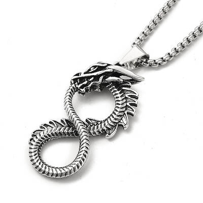 Alloy Dragon Infinity Pandant Necklace with Box Chains