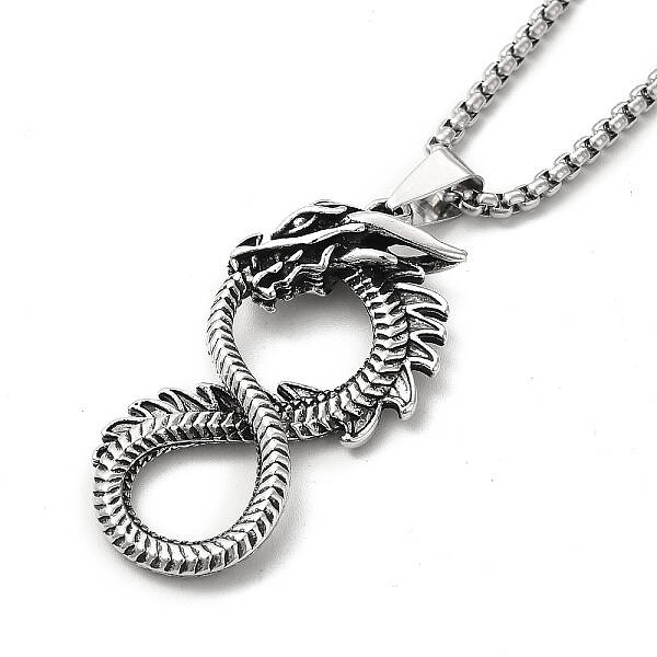 Alloy Dragon Infinity Pandant Necklace with Box Chains