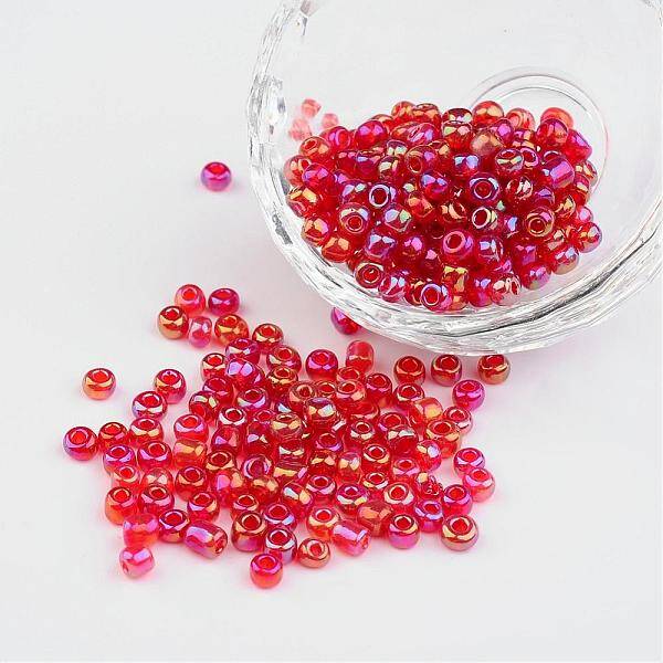 6/0 Transparent Rainbow Colours Round Glass Seed Beads