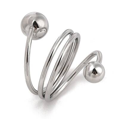 Non-Tarnish 304 Stainless Steel Wire Wrap Spiral Cuff Rings for Women
