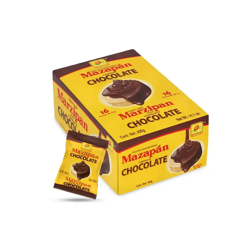 De La Rosa Chocolate Covered Mazapan (16 Pack) - Creamy Peanut Candy with Rich Chocolate Coating, Classic Treat