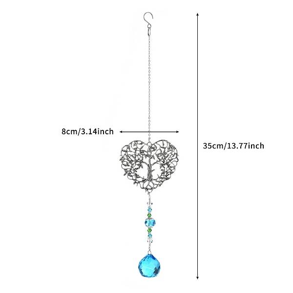 Alloy Heart with Tree of Life Hanging Ornaments