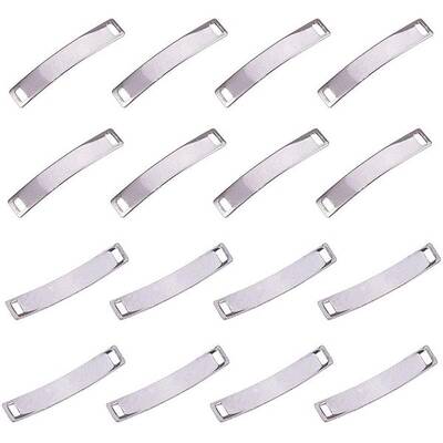 20pcs Curved Rectangle 304 Stainless Steel Blank Tag Link Connectors for Jewelry Making