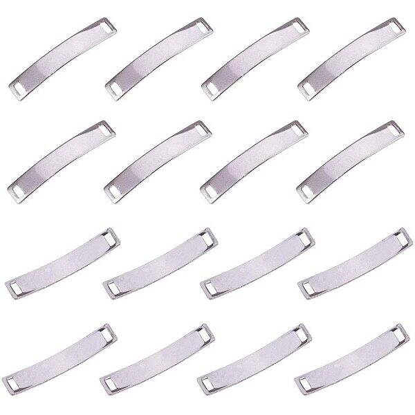 20pcs Curved Rectangle 304 Stainless Steel Blank Tag Link Connectors for Jewelry Making