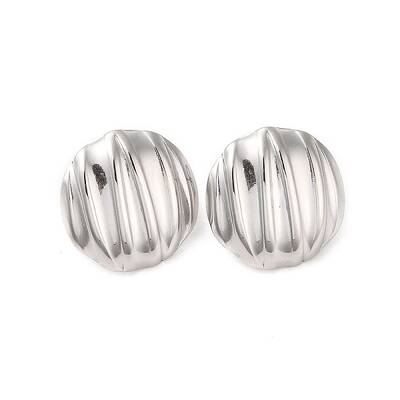 Non-Tarnish Flat Round 304 Stainless Steel Stud Earrings for Women