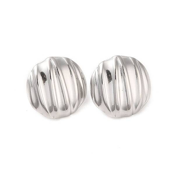 Non-Tarnish Flat Round 304 Stainless Steel Stud Earrings for Women