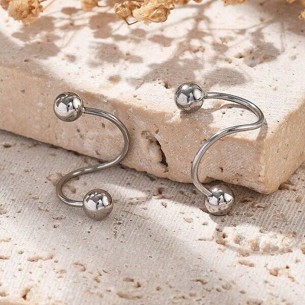 304 Stainless Steel Spiral Cartilage Earrings