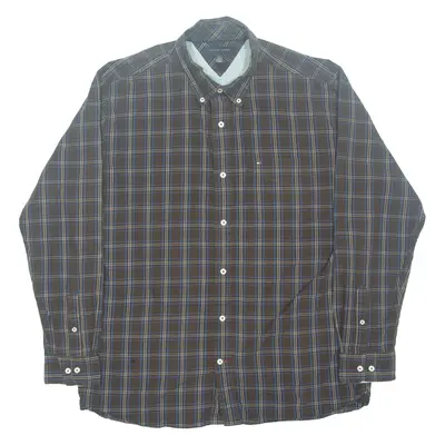 TOMMY HILFIGER Mens Shirt Brown Check Long Sleeve XL
