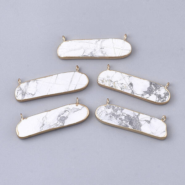Electroplate Natural Howlite Pendants