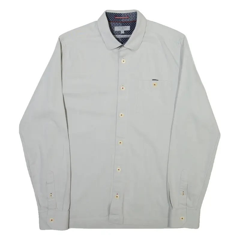 TED BAKER Mens Plain Shirt Grey Long Sleeve M