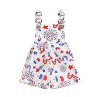 Fourth Of July Baby Girl Outfit Toddler Ice Cream Jumpsuit Shorts Little Overalls Suspender Kids