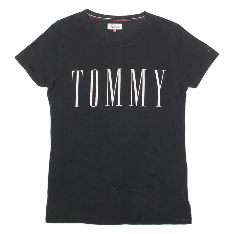 TOMMY HILFIGER Mens T-Shirt Black Crew Neck XS