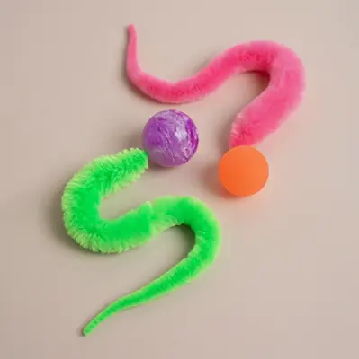 Dezi & Roo - 2pk Wiggly Glow and Wiggly Ball - bouncy ball cat toy
