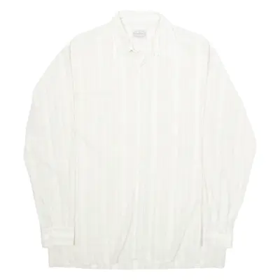 ROBERTO BARI Womens Printed Shirt Cream Collared Long Sleeve Striped XL